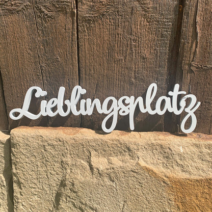 Lieblingsplatz | Schriftzug aus Holz | Dekoration für zu Hause | Designschriftzug | 3D Wandtattoo | Wanddeko | Gartendeko