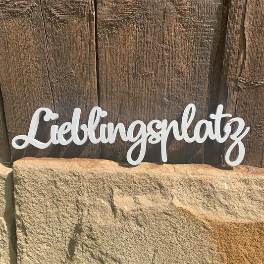 Lieblingsplatz | Schriftzug aus Holz | Dekoration für zu Hause | Designschriftzug | 3D Wandtattoo | Wanddeko | Gartendeko