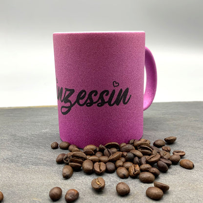 Prinzessin Glitzer Tasse in pink | Kaffeebecher | Kaffeetasse