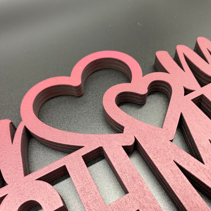 Türschild Familie | Mr & Mrs Familie | Familienschild | Familienname | Holzschild | personalisiert | Romantisches Motiv mit Herzen | 3D