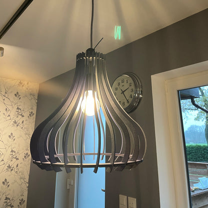 Hängelampe "Amy", Lampenschirm, Hängeleuchte, Beleuchtung, Deckenleuchte, hängende Esszimmerlampe, Pendellampe, Holzlampe, Lamellenlampe