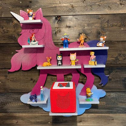 Toniebox Regal Einhorn | Ablage für Musikbox & Toniefiguren | Wandregal | Figuren | Wandhalterung