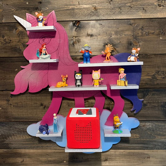 Toniebox Regal Einhorn | Ablage für Musikbox & Toniefiguren | Wandregal | Figuren | Wandhalterung