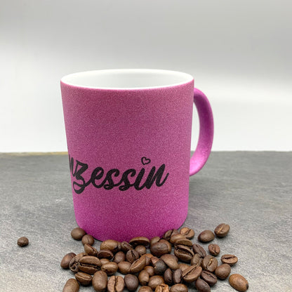Prinzessin Glitzer Tasse in pink | Kaffeebecher | Kaffeetasse