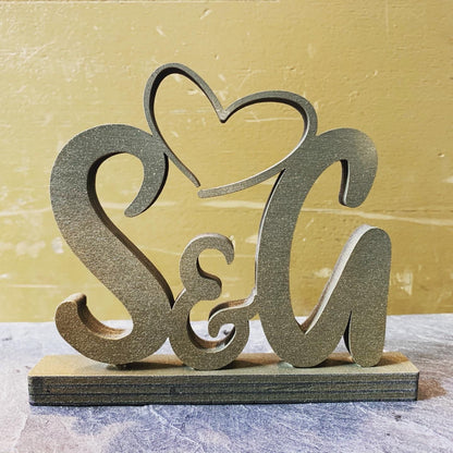 Holz Buchstaben | Initialien mit Herz | stehend | Hochzeitsgeschenk | dekorative | Liebeserklärung | Valentinstag