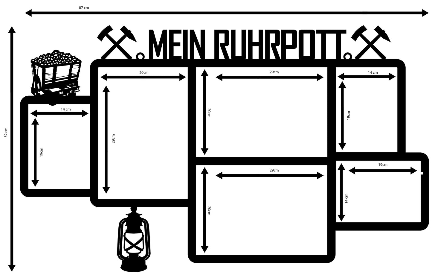 Bilderrahmen Mein Ruhrpott, Wandbild, Fotorahmen, Fotocollage, Foto-Rahmen, Wandschmuck, personalisierte Bildercollage