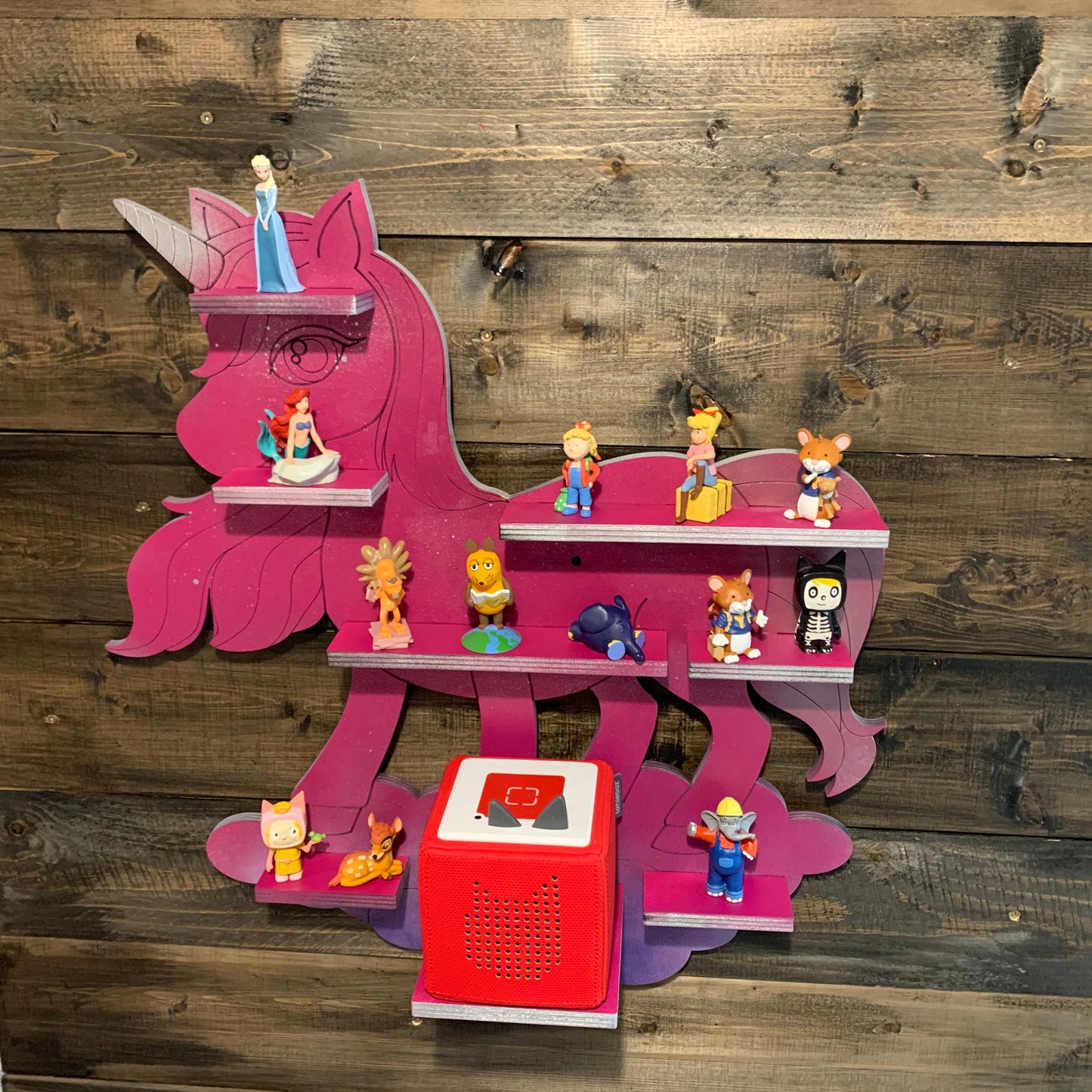 Toniebox Regal Einhorn | Ablage für Musikbox & Toniefiguren | Wandregal | Figuren | Wandhalterung