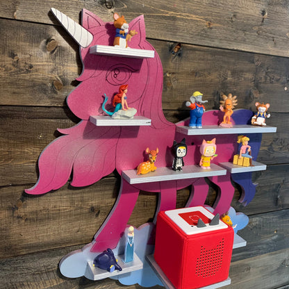 Toniebox Regal Einhorn | Ablage für Musikbox & Toniefiguren | Wandregal | Figuren | Wandhalterung