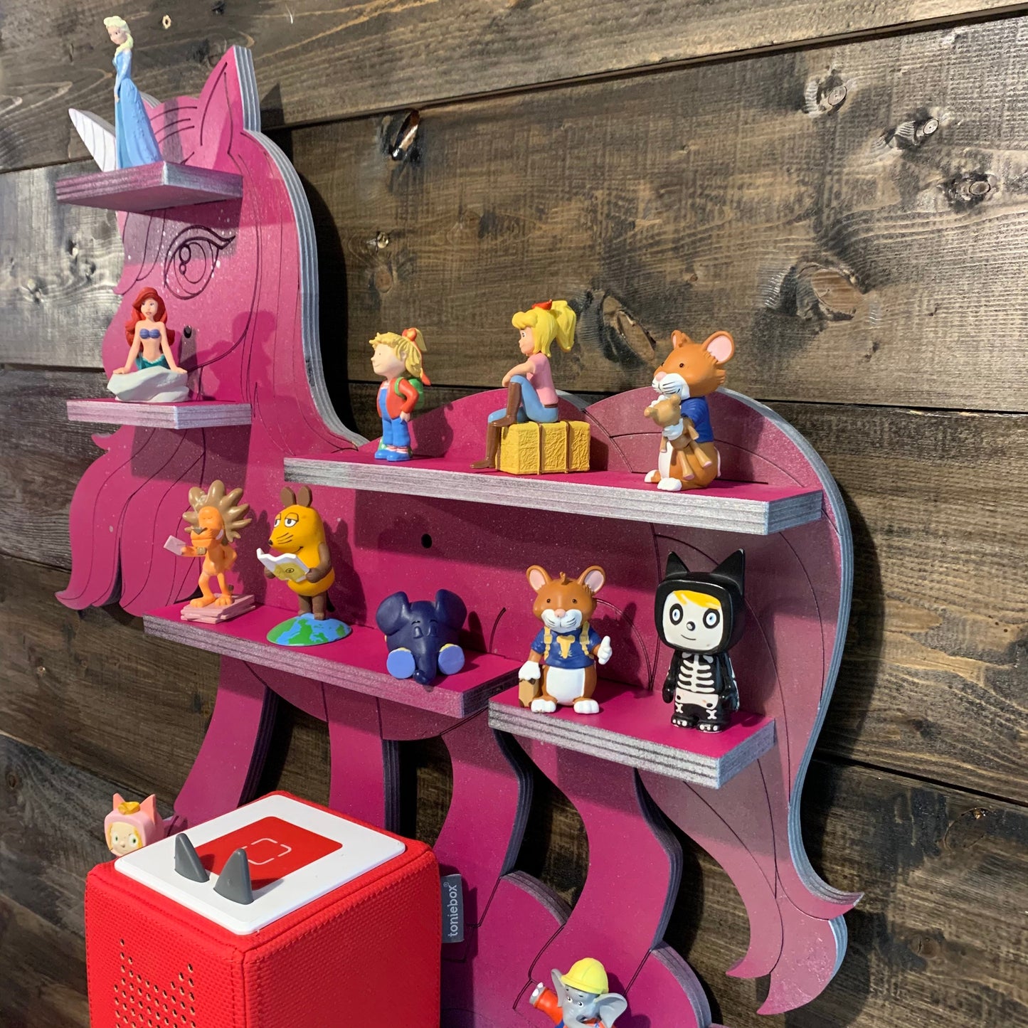 Toniebox Regal Einhorn | Ablage für Musikbox & Toniefiguren | Wandregal | Figuren | Wandhalterung