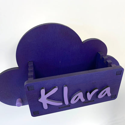 personalisierte Kindergarderobe Wolke mit Mützenfach | Garderobenkiste | Ablagefach | Haken | Individuelle Wolkengarderobe | Aufbewahrung