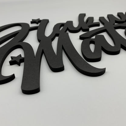 Hakuna Matata Schriftzug mit Hibiskusblüte aus Holz | 3D Schriftzug | Wanddeko | Wandkunst | Wandschild | 3D Wandtattoo