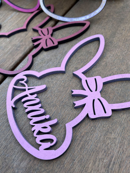 Oster Deko personalisiert | Geschenkanhänger | personalisierte Osterhasen Köpfe aus Holz