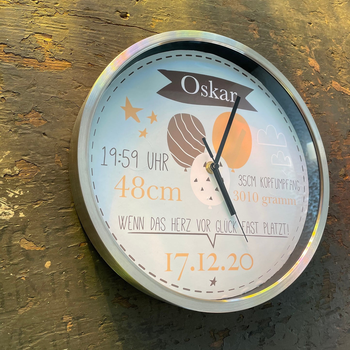 Kinderzimmeruhr | Kinderuhr | Wanduhr | Geburtsuhr | personalisiert | Kinderwanduhr | Geburtsdaten