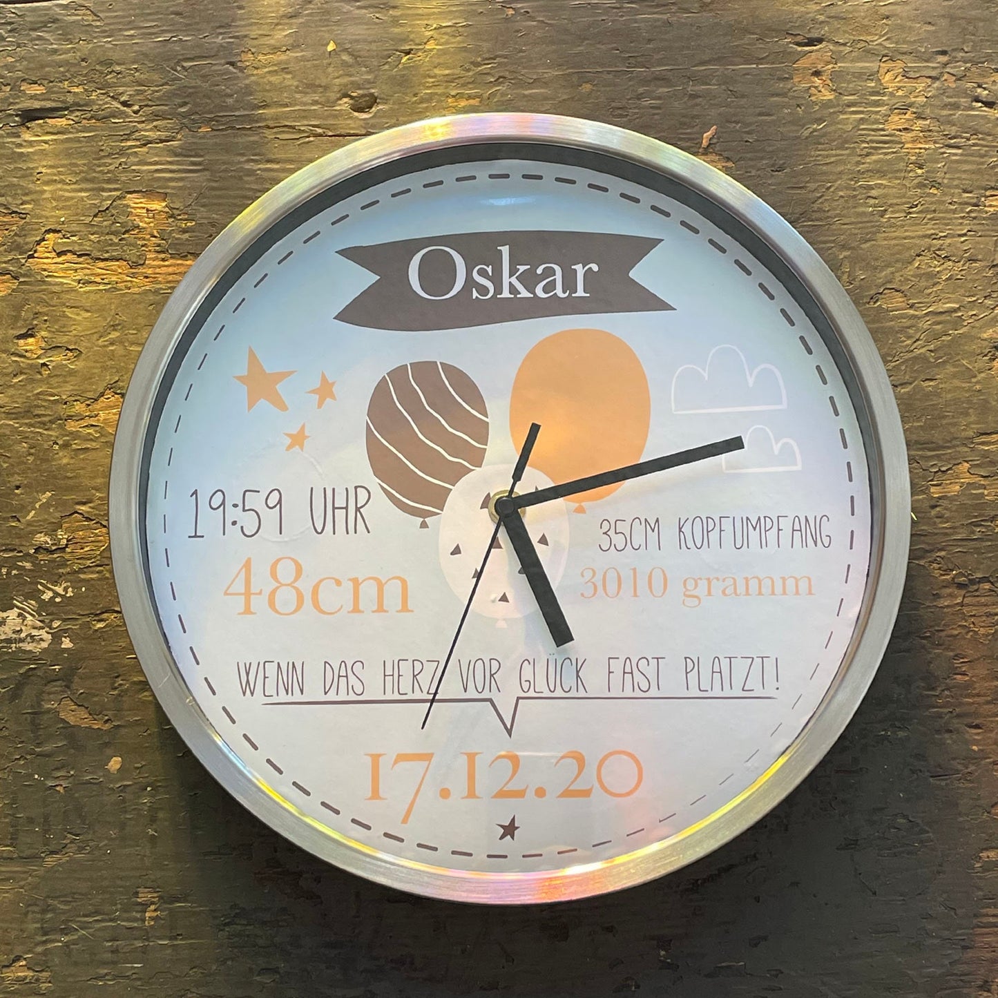 Kinderzimmeruhr | Kinderuhr | Wanduhr | Geburtsuhr | personalisiert | Kinderwanduhr | mit Geburtsdaten