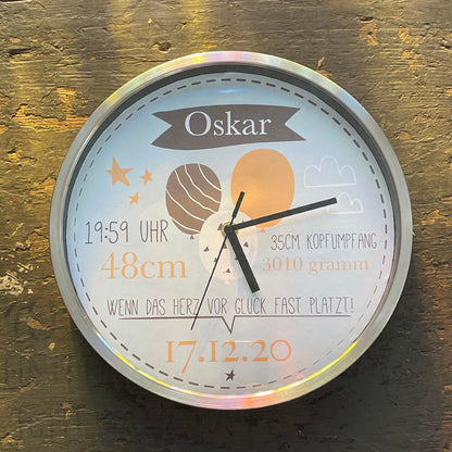 Kinderzimmeruhr | Kinderuhr | Wanduhr | Geburtsuhr | personalisiert | Kinderwanduhr | mit Geburtsdaten