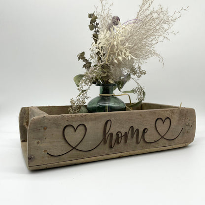 Ziegelform LOVE, Aufbewahrung, Holz Vintage personalisierbar, rustikale Deko aus Altholz