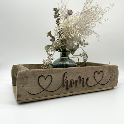 Ziegelform "WELCOME", Aufbewahrung, Holz Vintage personalisierbar, rustikale Deko aus Altholz