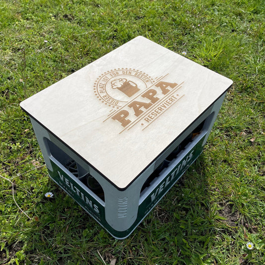 Bierkastensitz, Holz, personalisiert, Papa, Geschenk für Männer, Mobile Bierbank, Vatertag, Bierkistensitz, Sitzauflage für Bierkiste