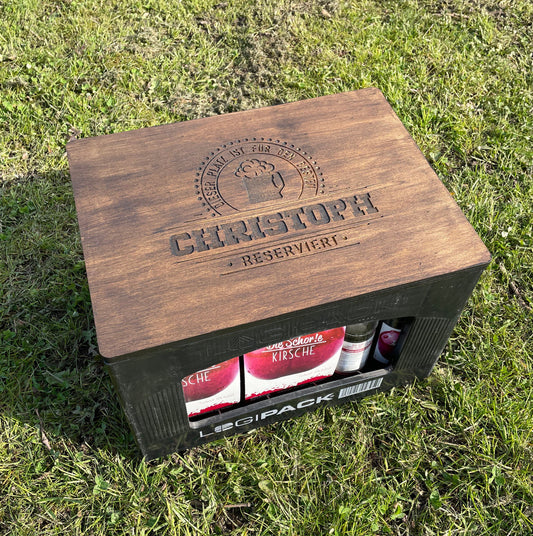 Bierkastensitz Holz personalisiert Geschenk für Männer Mobile Bierbank Vatertag Bierkistensitz Sitzauflage für Bierkiste Geburtstagsgeschenk