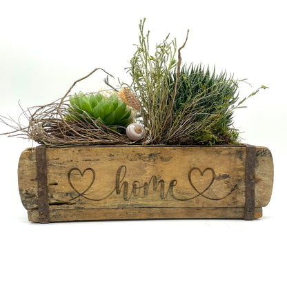 Ziegelform HOME, Aufbewahrung, Holz Vintage personalisierbar, rustikale Deko aus Altholz