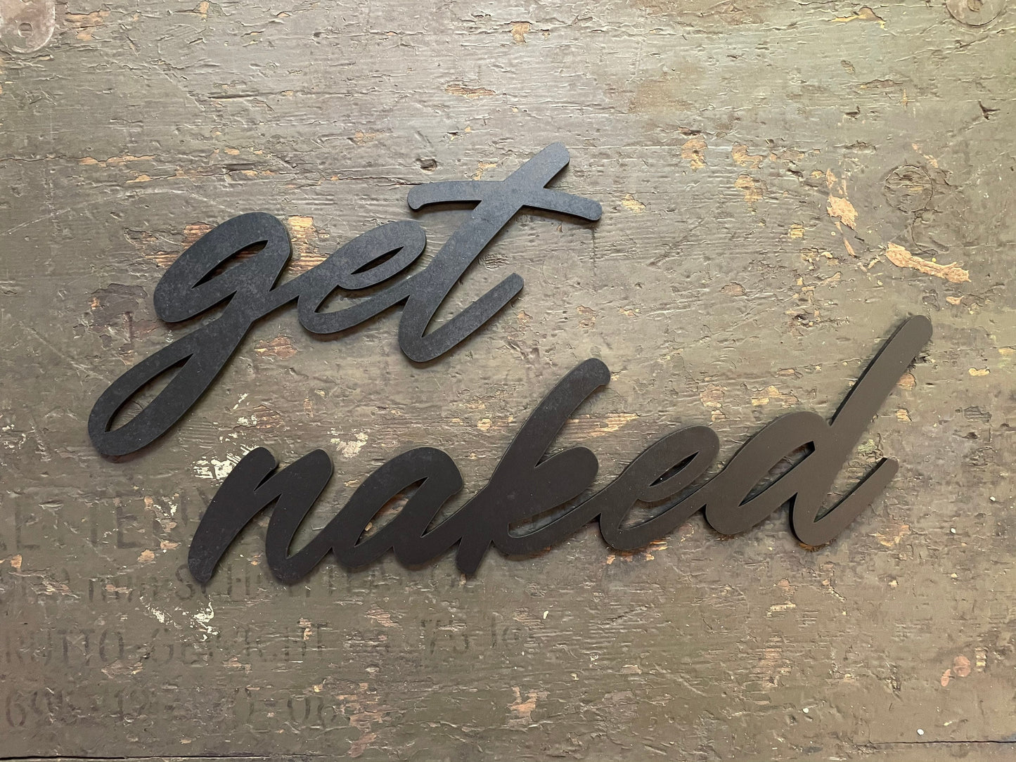 get naked | Baddeko | Schlafzimmerdeko | 3D Schriftzug | Wanddeko | Badezimmer | Wandschild | 3D Wandtattoo