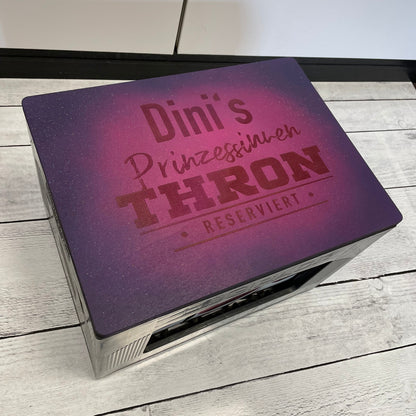 Bierkastensitz, Thron aus Holz, personalisiert, Geschenk für Frauen, Mobile Bierbank, Bierkistensitz, Sitzauflage für Bierkiste