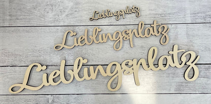 Lieblingsplatz | Schriftzug aus Holz | Dekoration für zu Hause | Designschriftzug | 3D Wandtattoo | Wanddeko | Gartendeko