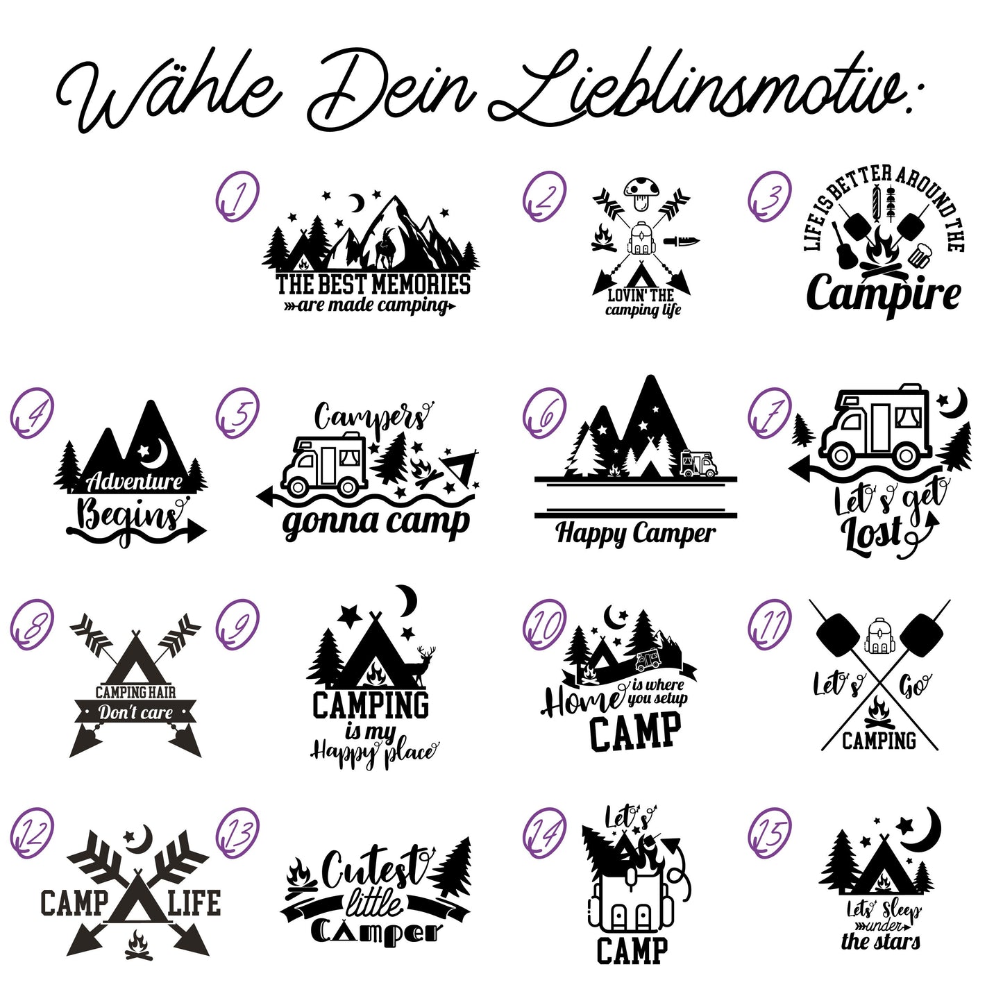 Frühstücksbrettchen Camping aus Bambusholz | Schneidebrett | personalisierbar