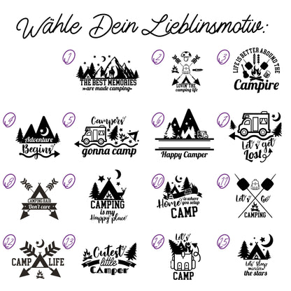 Frühstücksbrettchen Camping aus Bambusholz | Schneidebrett | personalisierbar
