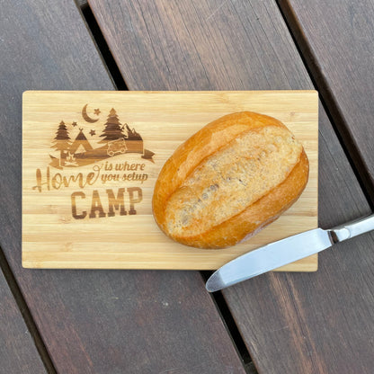 Frühstücksbrettchen Camping aus Bambusholz | Schneidebrett | personalisierbar