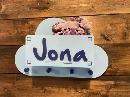 personalisierte Kindergarderobe Wolke mit Mützenfach | Garderobenkiste | Ablagefach | Haken | Individuelle Wolkengarderobe | Aufbewahrung