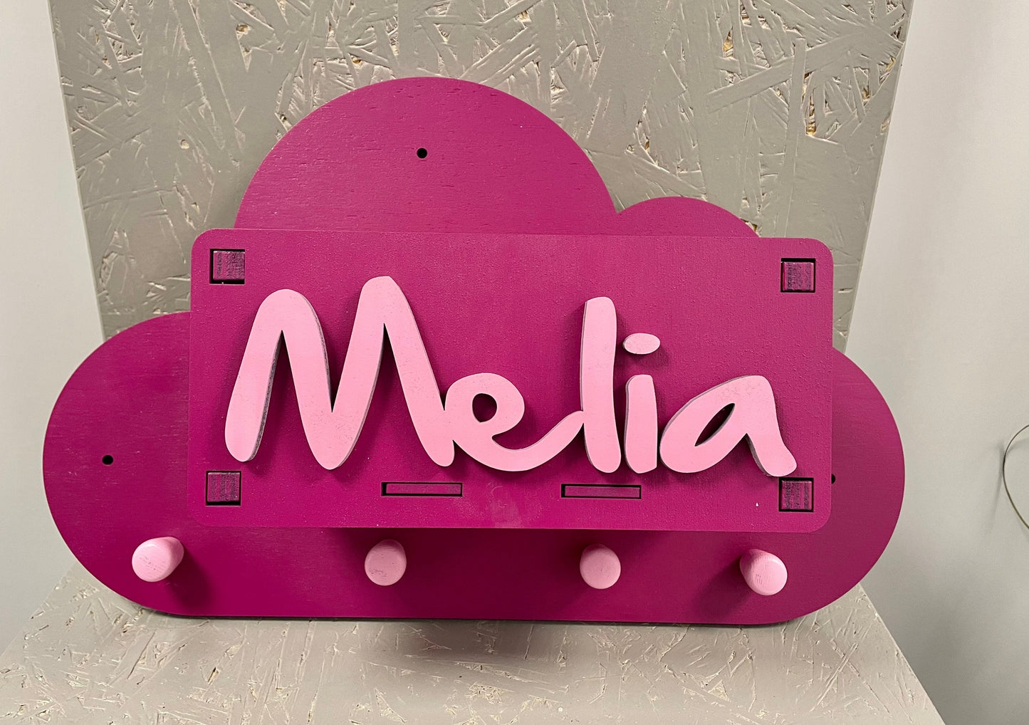 personalisierte Kindergarderobe Wolke mit Mützenfach | Garderobenkiste | Ablagefach | Haken | Individuelle Wolkengarderobe | Aufbewahrung