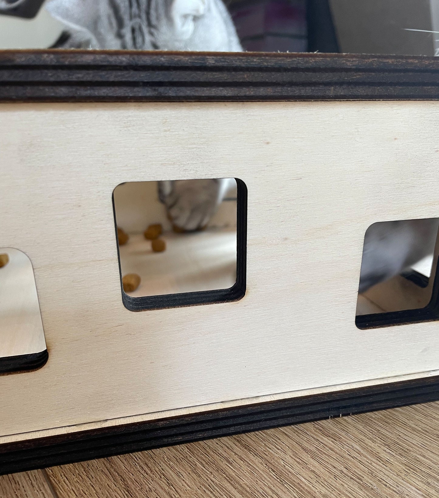 Katzen-Fummelbrett aus Holz Futterspielzeug Beschäftigung Intelligenzspielzeug gegen Langeweile  Nachhaltig Wohnungskatzen Leckerli-Spiel