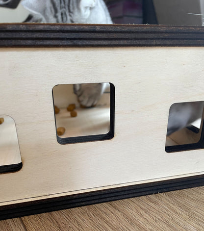 Katzen-Fummelbrett aus Holz Futterspielzeug Beschäftigung Intelligenzspielzeug gegen Langeweile  Nachhaltig Wohnungskatzen Leckerli-Spiel