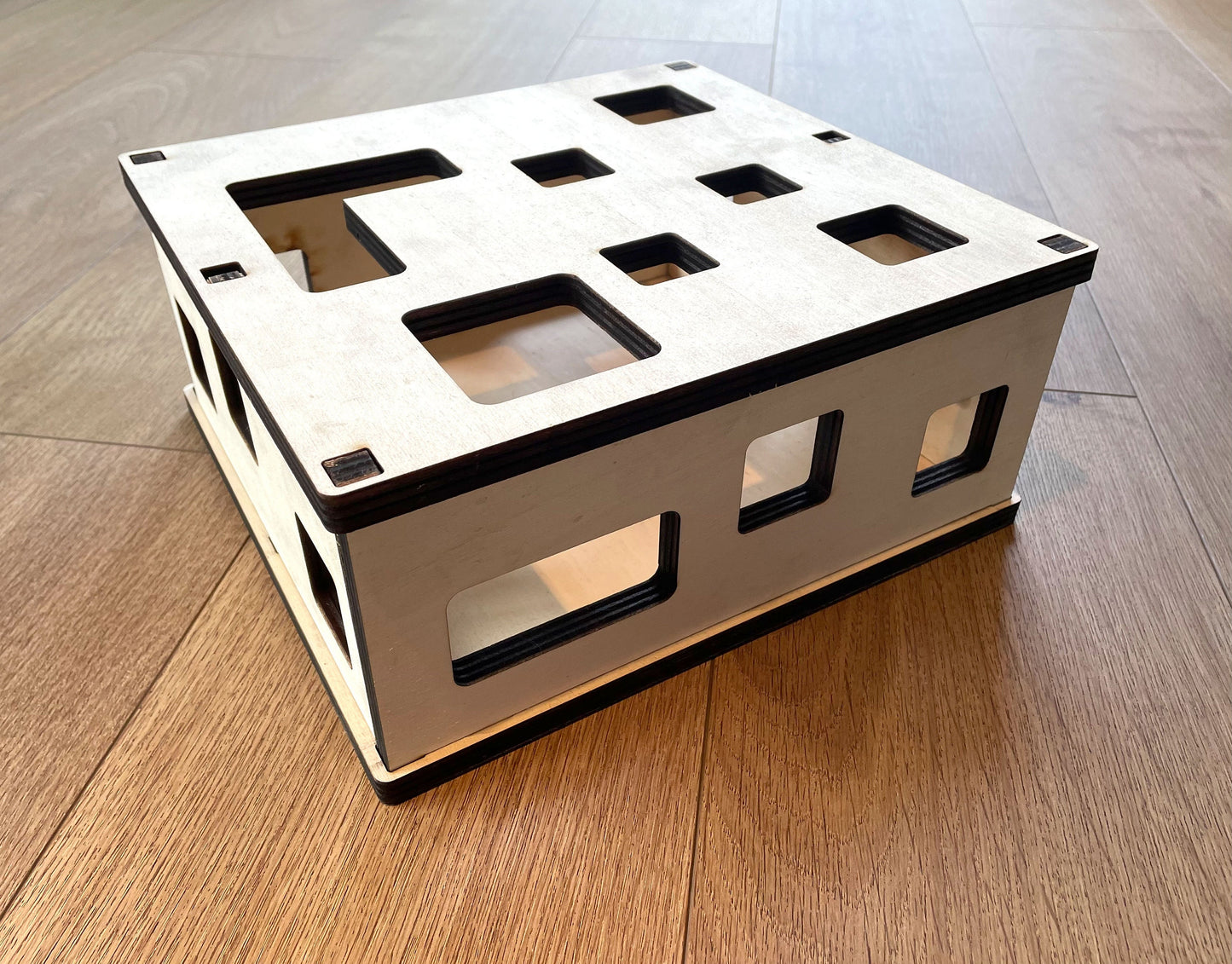 Katzen-Fummelbrett aus Holz Futterspielzeug Beschäftigung Intelligenzspielzeug gegen Langeweile  Nachhaltig Wohnungskatzen Leckerli-Spiel