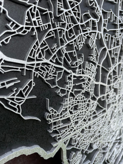Stadtplan aus Holz | personalisierte Stadtkarte | Landkarte MDF