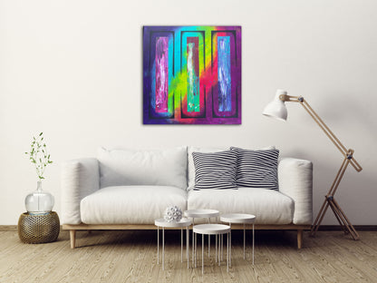 Abstraktes Gemälde aus Acryl handgemalt auf Leinwand 80x80 cm | modernes, individuelles Geschenk | Unikat