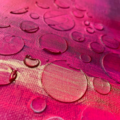 Abstraktes Gemälde aus Acryl handgemalt auf Leinwand pink & gold 80x80 cm | modernes, individuelles Geschenk | Unikat