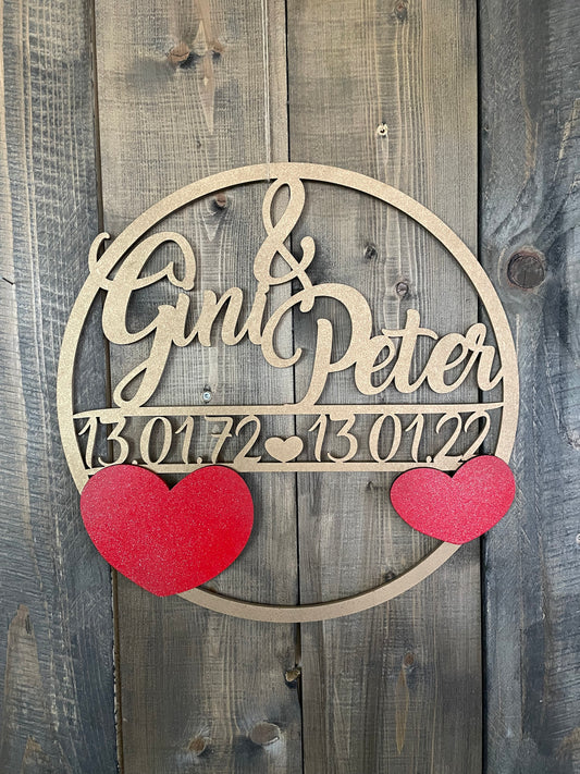 Jubiläumskranz, Jubiläum, 25 Jahre, 50 Jahre, Goldhochzeit, Silberhochzeit, Hochzeitstag, personalisiert, Geschenk