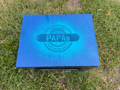 Bierkastensitz, Holz, personalisiert, Geschenk für Männer, Mobile Bierbank, Vatertag, Bierkistensitz, Sitzauflage für Bierkiste