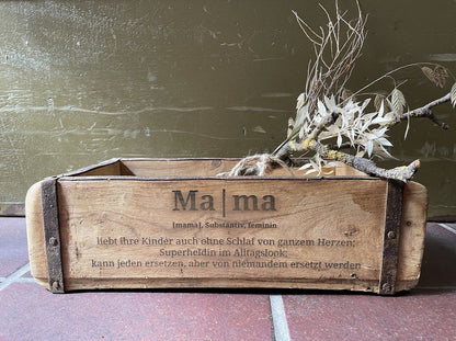 Ziegelform Definition Ma | ma, Mama, Muttertag, Aufbewahrung, Holz Vintage personalisierbar, rustikale Deko aus Altholz