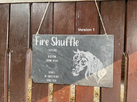 Boxenschild 40x25 cm, Individuelles Schild für Pferdeboxen, Stalltafel, gravierte Naturschieferplatte