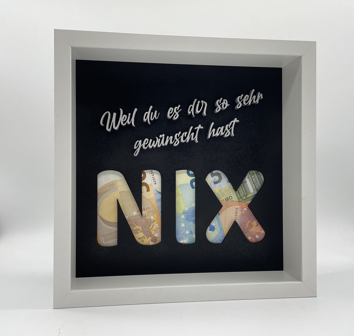 Geldgeschenk zum Geburtstag | Motiv: NIX | Geburtstagsgeschenk | 25x25cm
