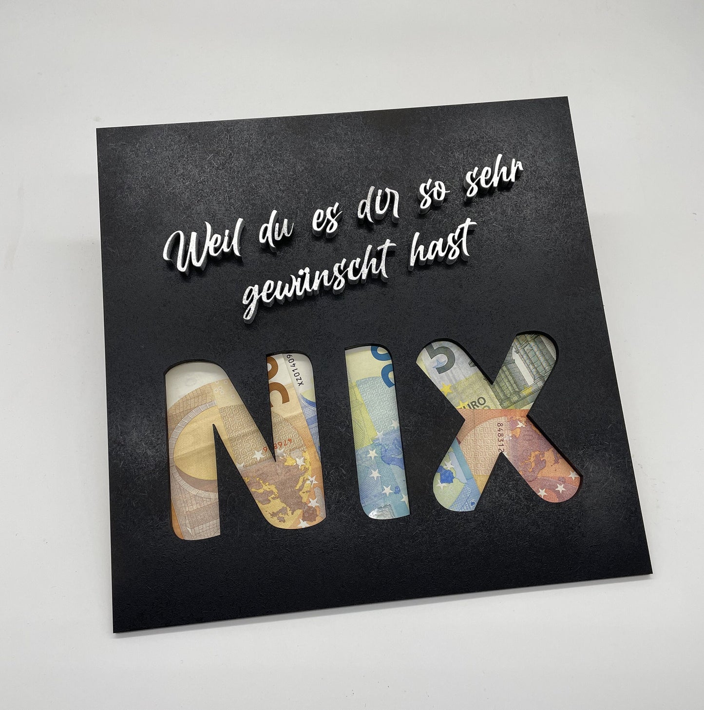 Geldgeschenk zum Geburtstag | Motiv: NIX | Geburtstagsgeschenk | 25x25cm