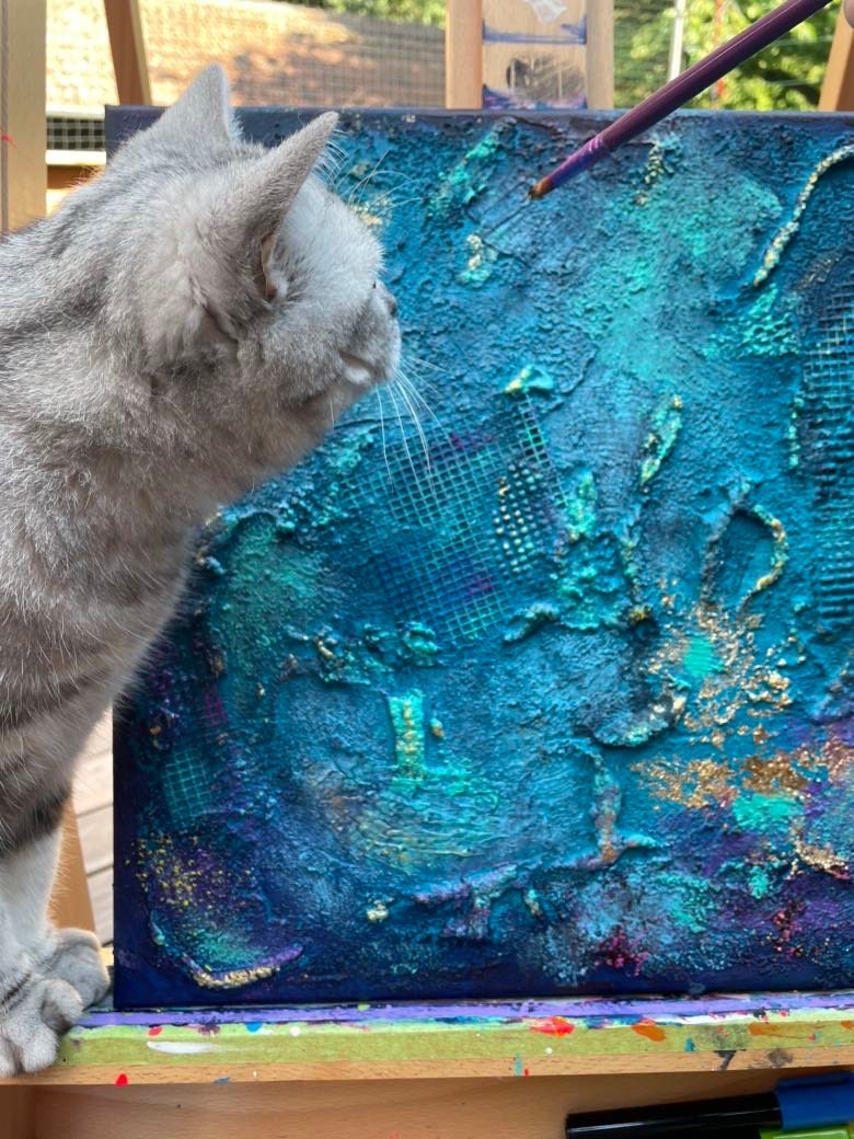 Abstraktes Gemälde aus Acryl handgemalt auf Leinwand 40x40 cm | modernes, individuelles Geschenk | Unikat