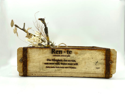 Ziegelform RENTE, Aufbewahrung, Holz Vintage personalisierbar, rustikale Deko aus Altholz