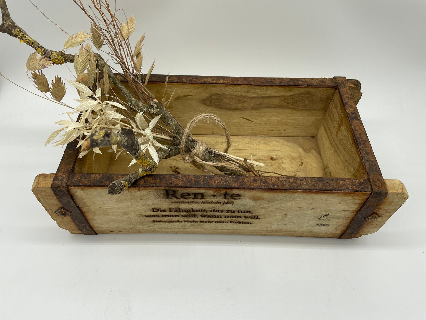 Ziegelform RENTE, Aufbewahrung, Holz Vintage personalisierbar, rustikale Deko aus Altholz