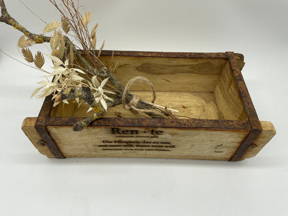 Ziegelform RENTE, Aufbewahrung, Holz Vintage personalisierbar, rustikale Deko aus Altholz