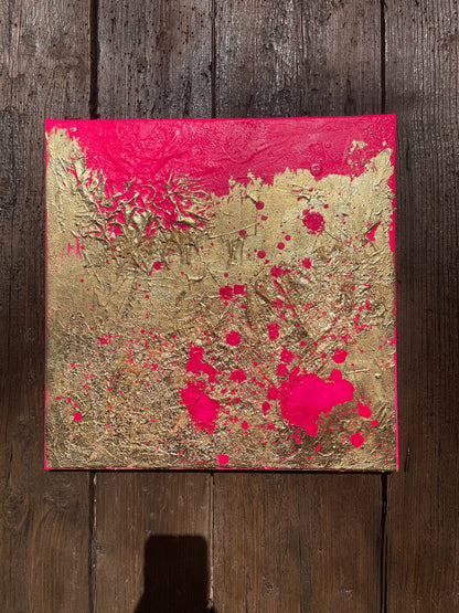Abstraktes Acryl-Gemälde | handgemalt auf Leinwand mit Blattgold 40x40 cm | modernes, individuelles Geschenk | Unikat