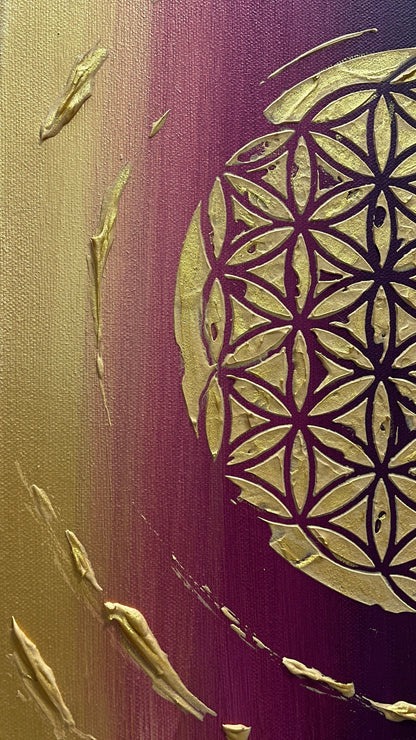 Energiebild Blumes des Lebens - Gemälde | handgemalt auf Leinwand 40x40 cm | modernes, individuelles Unikat